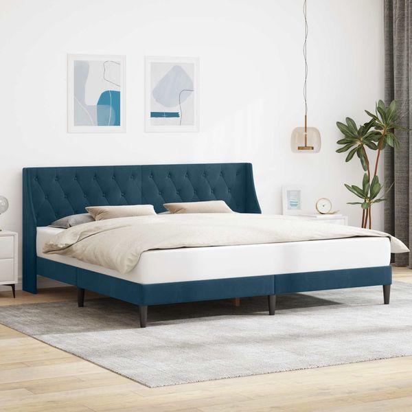 vidaXL Bettrahmen mit Kopfteil Blau 200 x 200 cm Samt 42027453