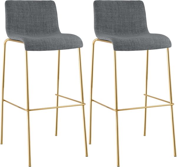 CLP 2er Set Barhocker Hover stapelbar Stoffbezug Vierfußgestell Goldoptik bis 150 kg,hellgrau