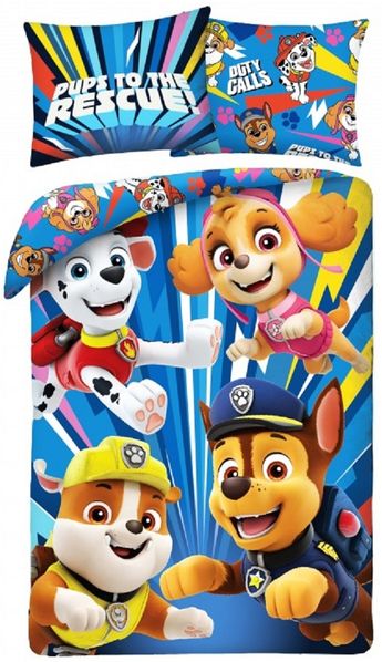 Paw Patrol Bettwäsche Set aus Baumwolle Bettdeckenbezug 160 × 200 cm mit 70 × 80 cm Kissenbezug