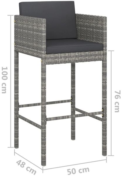 vidaXL 7-tlg. Gartenbar-Set mit Kissen Poly Rattan Grau 3094797 Bild 9
