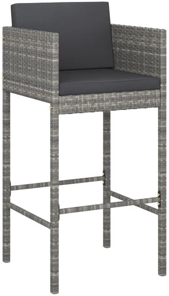 vidaXL 7-tlg. Gartenbar-Set mit Kissen Poly Rattan Grau 3094797 Bild 3