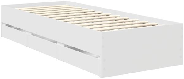 vidaXL Bettrahmen mit Schubladen Weiß 75 x 190 cm Ingenieurs Holz 3413464 Bild 6