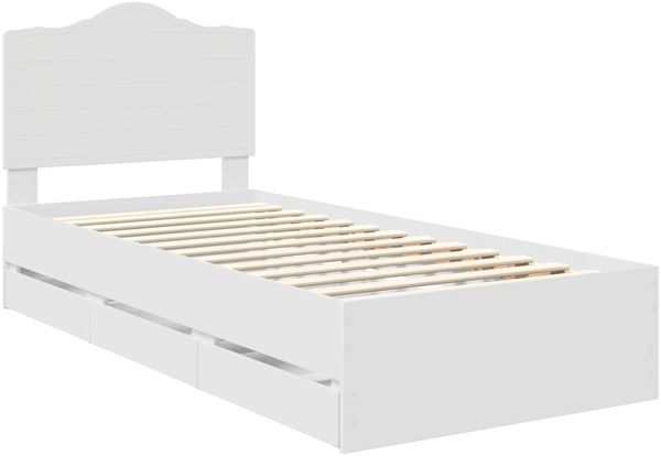 vidaXL Bettrahmen mit Schubladen Weiß 75 x 190 cm Ingenieurs Holz 3413464 Bild 4