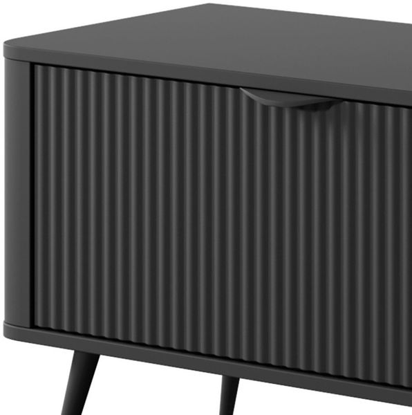 Lomadox Lowboard LANGON-167, schwarz matt mit Rillenfront, 163 cm breit, 2 Klappen