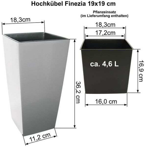 Heimwerkercenter Übertopf MePla - Hochkübel Finezia Rattan-19x19cm / H 36cm - anthrazit