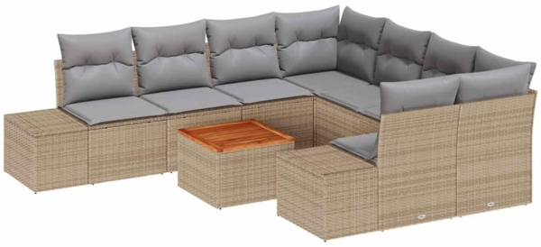 vidaXL Garten-Sofa-Set 9 pcs Beige und Hellgrau 3356607