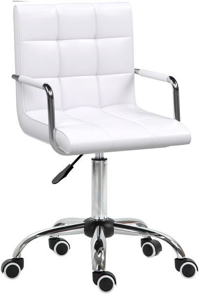 Bürostuhl aus Kunstleder, höhenverstellbar mit Rollen, 99x52,5x54, Weiß Bild 4