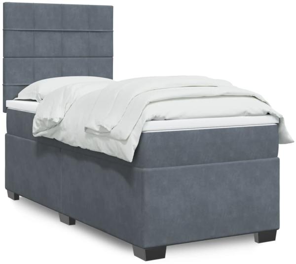 vidaXL Boxspringbett mit Matratze Dunkelgrau 90x190 cm Samt 3290787