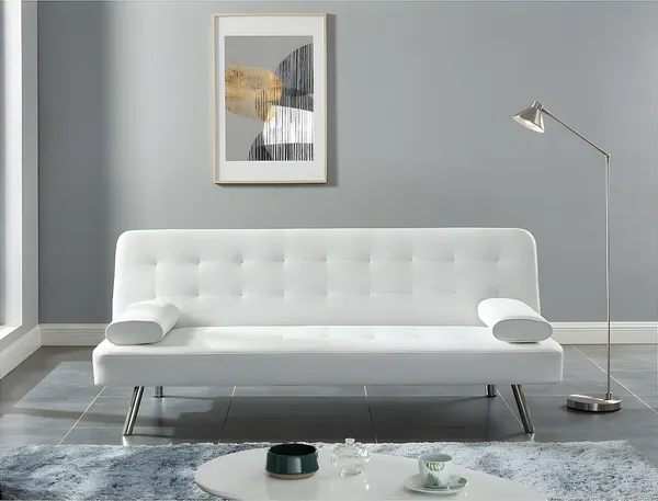Vente-unique - Schlafsofa Klappsofa - Kunstleder - Weiß - MICHELLE II