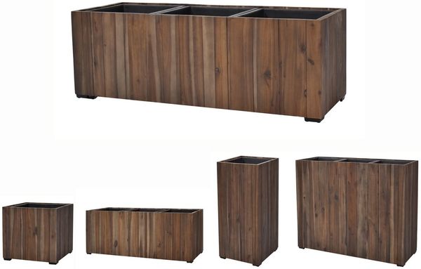 Pflanzgefäß Colorado 4 Pflanzkasten Blumenkasten Akazienholz 28x28 cm mit Einsatz