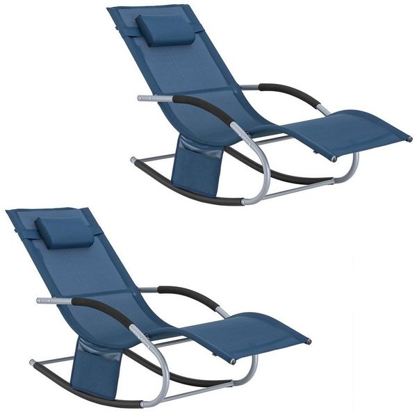 SoBuy Gartenliege OGS28x2, Schaukelstuhl Schaukelliege Strandliege Gartenmöbel, 2 st, Sonnenliege 2 Personen Liegestuhl Gartenliege wetterfest,Outdoor
