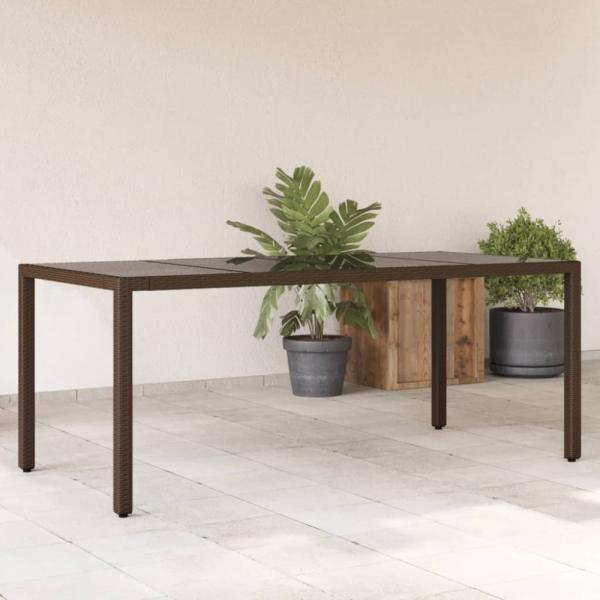 vidaXL Gartentisch mit Glasplatte Braun 190x90x75 cm Poly Rattan 365593