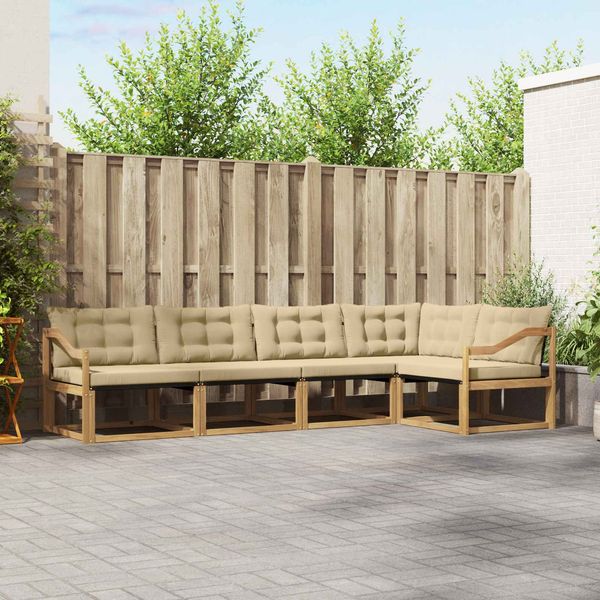 vidaXL Outdoor-Sofagarnitur mit Kissen 5 pcs Weiß und Beige 3388695