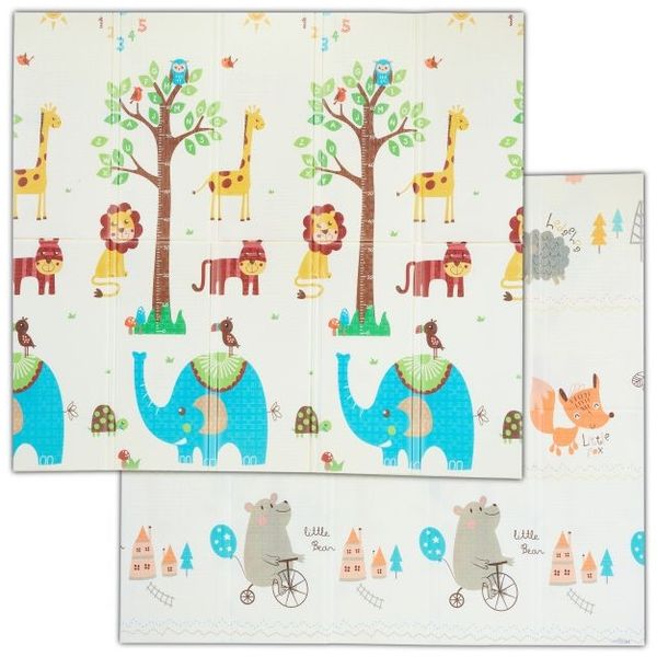 Relaxdays Faltbare Spielmatte mit Tieren