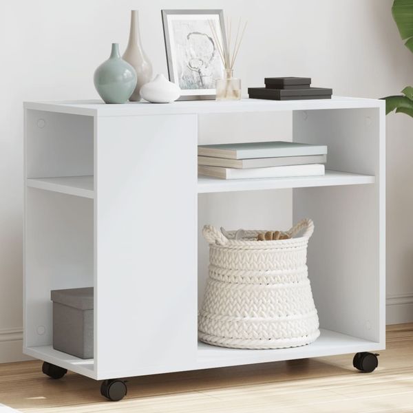vidaXL Beistelltisch mit Rollen Weiß 70x35x60 cm Holzwerkstoff 853146