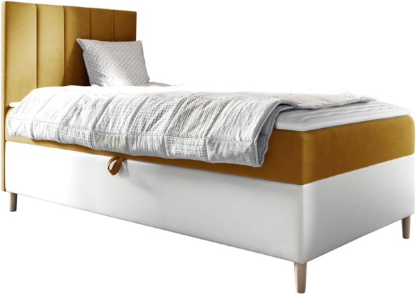 Boxspringbett Chapeni 'Junior 1' gelb 100 x 200 cm Links