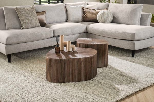 KAWOLA Couchtisch INKA Set 2-tlg. XL Teakholz braun viereckig 31 x 68 x 73 cm