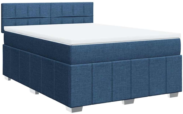 vidaXL Boxspringbett mit Matratze Blau 140x200 cm Stoff 3287097