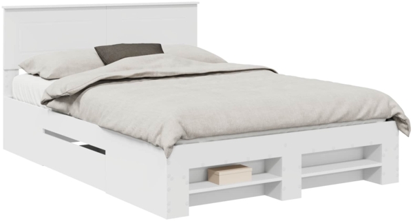vidaXL Bettrahmen mit Kopfteil Weiß 150 x 200 cm Holzwerkstoff 3408746