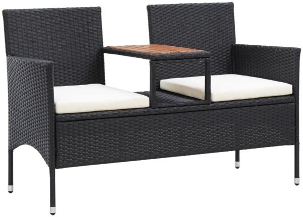 vidaXL 2-Sitzer-Gartenbank mit Teetisch 143 cm Poly Rattan Schwarz 46146