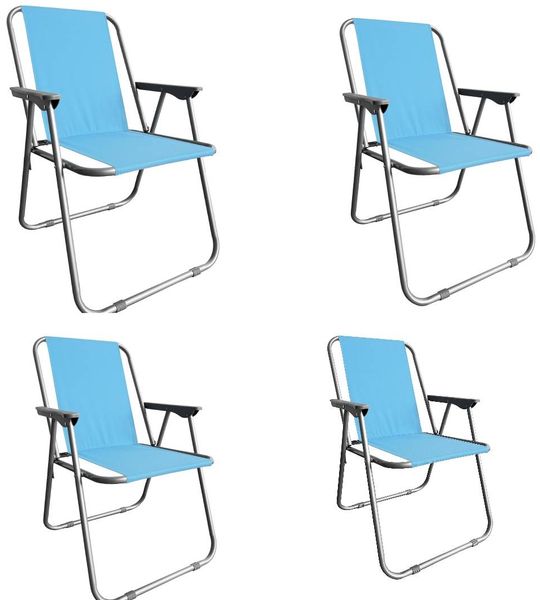 Campingstuhl Anglersessel Gartenstuhl Sessel mit Armlehne hellblau 4er Set