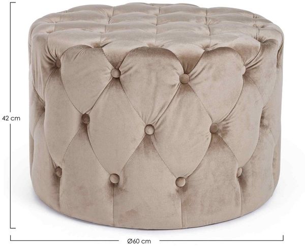 Pouf Lorella in Samt-Optik, Taupe, 60 x 60 x 42 cm Bild 3