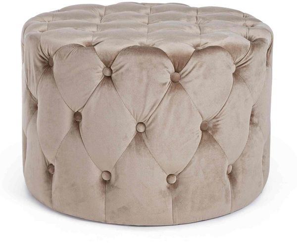 Pouf Lorella in Samt-Optik, Taupe, 60 x 60 x 42 cm