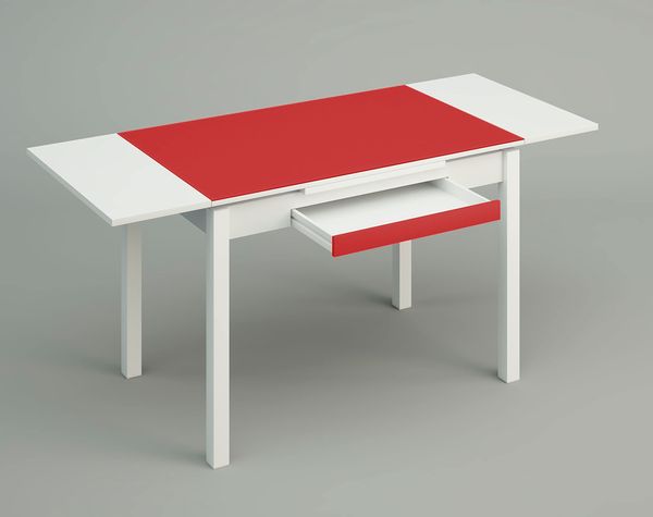 ASTIMESA Küchentisch, Metall, rot, 100x60 cm, ausziehbar 150x60 cm