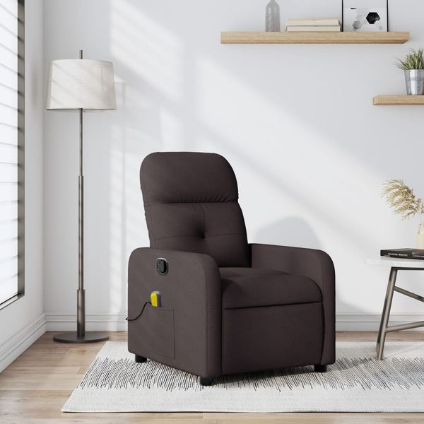 vidaXL Massagesessel Dunkelbraun Stoff 374211