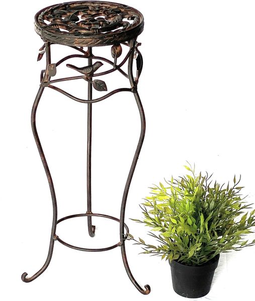 Blumenhocker Metall Schwarz Rund 52 cm Blumenständer 18215 Blumensäule Antik Pflanzenständer Pflanzenhocker Vintage