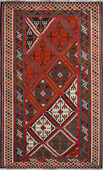 Looma 'Rojan' Kelim Gashgai Old handgewebt, Schurwolle Rot, 158x262 cm