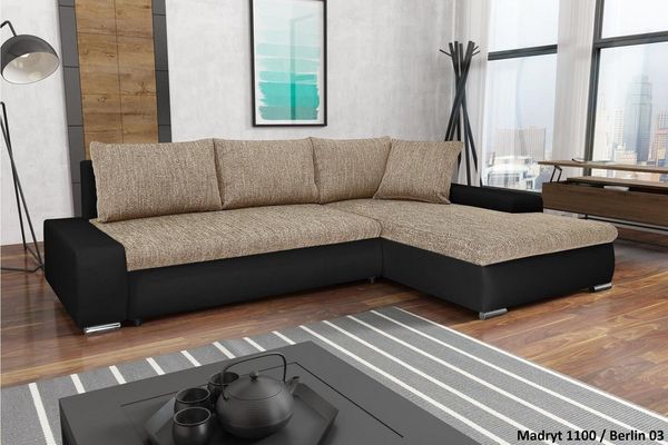 Beautysofa Polsterecke mit Schlaffunktion Teo L, L-Form Ecke Sofa Relaxcouch, Polsterecke mit Schlaffunktion Bettkasten, stilvoll Wohnzimmersofa aus Webstoff und Kunstleder