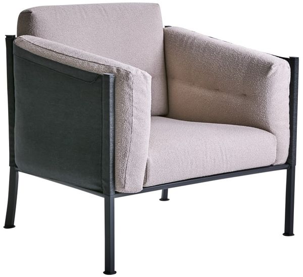 Gartensessel Delux von Brafab aus Edelstahl und Stoff, modern mit Kissen, schwarz-beige