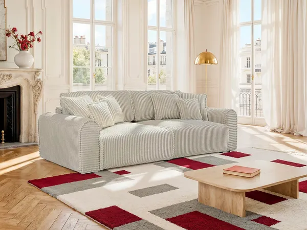Vente-unique - TELARO Sofa Stoff Beige - B 138 cm x H 94 cm x L 286 cm