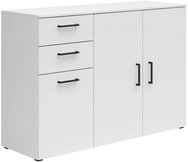 Carryhome 'MULTISTAURAUM' Kommode mit Schubladen, Holznachbildung Weiß, 120 x 83 x 40 cm, mit 2 Schubladen und 2 Türen