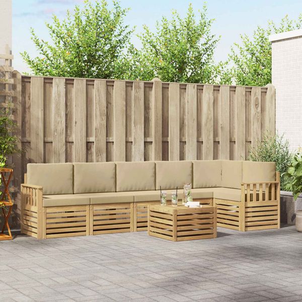 vidaXL Outdoor-Sofagarnitur 7 pcs Weiß und Beige 59 x 59 x 37 cm 3391948