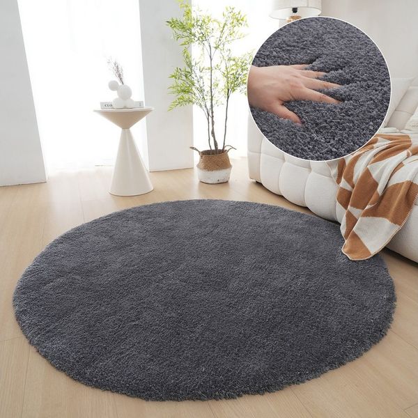 my home Hochflor-Teppich Microfaser Teppich Magong, besonders weich, sehr feiner Flor, rund, Höhe: 25 mm, unifarben, weiche Teppiche, Wohnzimmer, Schlafzimmer, Kinderzimmer