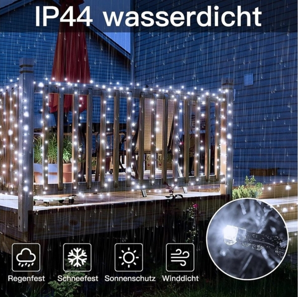 Ollny LED-Lichterkette, 500-flammig, 8 Modi mit IP44 Schutzklasse für Innen- und Außeneinsatz Bild 3