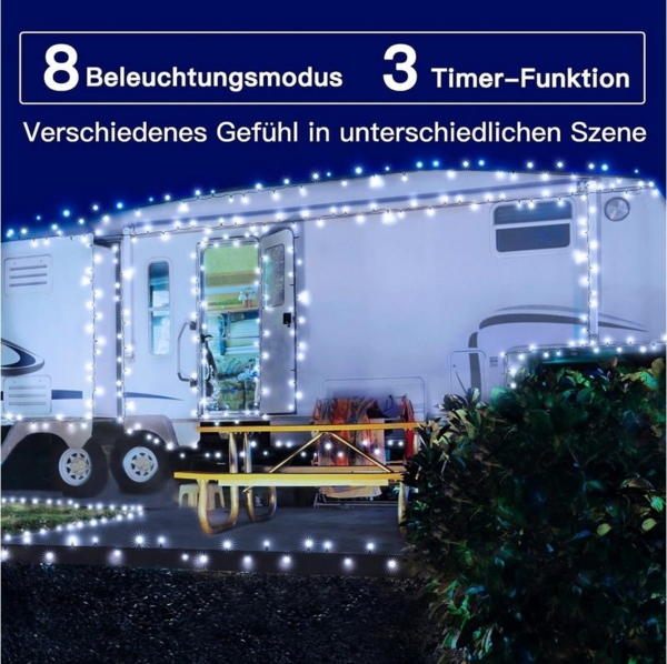 Ollny LED-Lichterkette, 500-flammig, 8 Modi mit IP44 Schutzklasse für Innen- und Außeneinsatz Bild 2