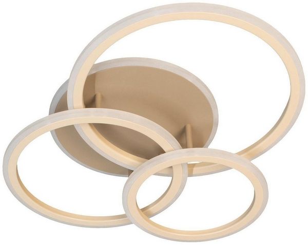 FISCHER & HONSEL LED Deckenleuchte GELDER, Greige, Sandbraun, Acryl, Metall, Dimmfunktion, RGB-Farbwechsel, LED fest integriert, Extra-Warmweiß, Neutralweiß, Tageslichtweiß, Fernbedienung, Anpassung der Farbtemperatur, B 60 x H 12 x T 50,5 cm