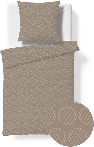 Fleuresse Jacquard Bettwäsche uni 155x220 Punkte Kreise taupe sand 454609-9042 Bild 2