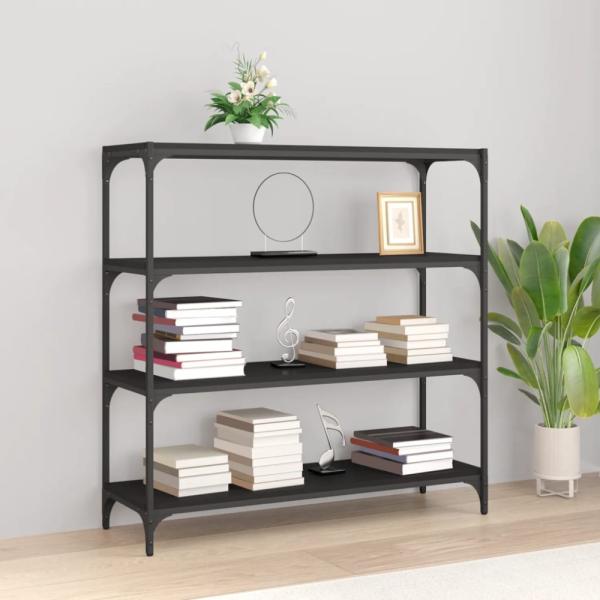 vidaXL Bücherregal Schwarz 100x33x100 cm Holzwerkstoff und Stahl 819357