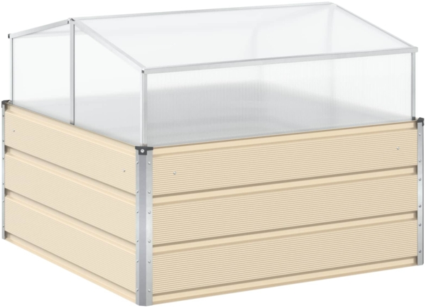 vidaXL Pflanzkübel Elfenbein 100 x 100 x 77 cm Verzinkter Stahl 42018127