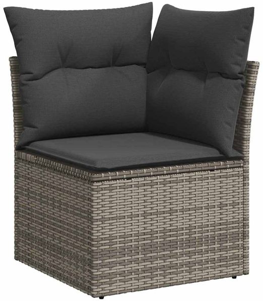 vidaXL Garten-Sofa-Set mit Speicher 7 pcs Grau Poly Rattan 3358470 Bild 6