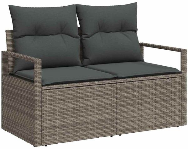 vidaXL Garten-Sofa-Set mit Speicher 7 pcs Grau Poly Rattan 3358470 Bild 4