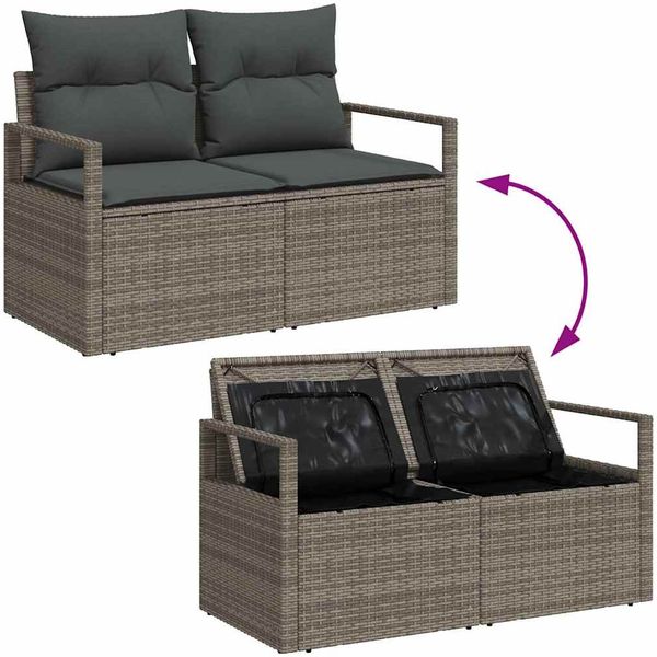 vidaXL Garten-Sofa-Set mit Speicher 7 pcs Grau Poly Rattan 3358470 Bild 12