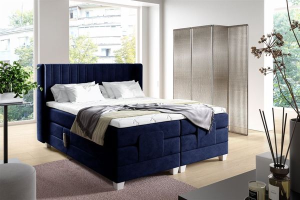 Boxspringbett Elektrisch Bett MAGNUS 180x200cm in Stoff Salvador Dunkelblau