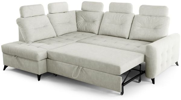 Ecksofa Schlafsofa Sofa WENDIE Stoff Hold Me Hellbeige Ottomane Links Bild 3