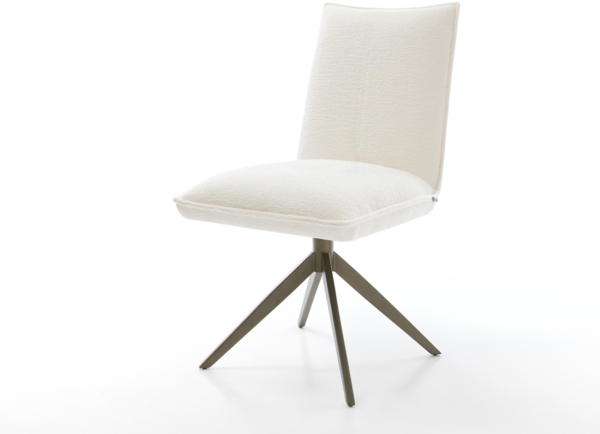 Drehstuhl Lelio-Flex Bouclé Soft Beige Kreuzgestell breit Effektfinish Titan 360° drehbar Wippfunktion Taschenfederkern