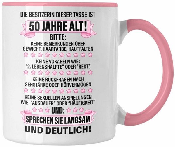 Trendation Tasse Trendation - 50. Geburtstag Frauen Tasse Geschenk Geschenkidee 50er Geburtstag Spruch Perfektion Mama Mutter Lustiger Spruch Witzig
